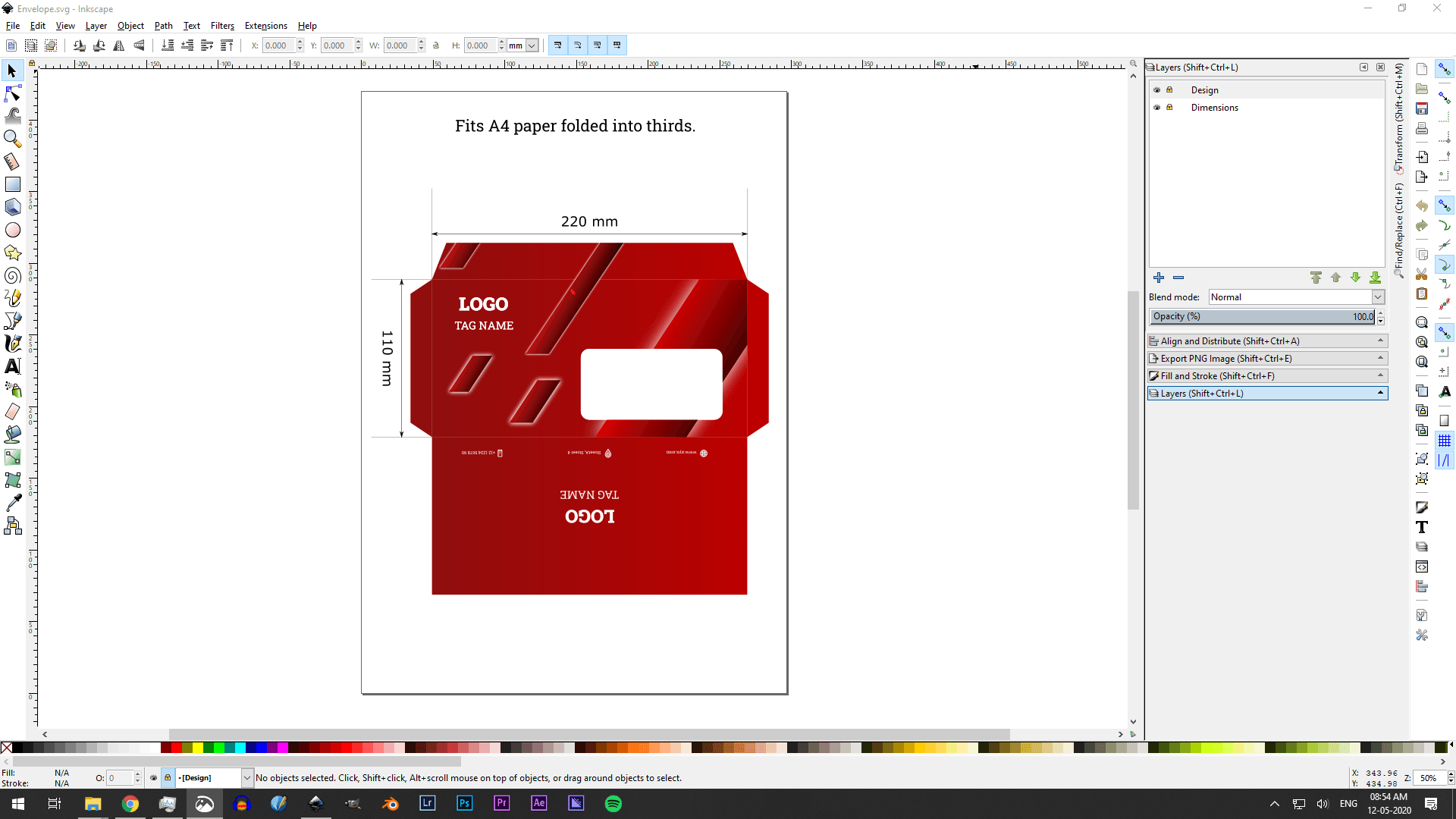 Red corporate envelope design template