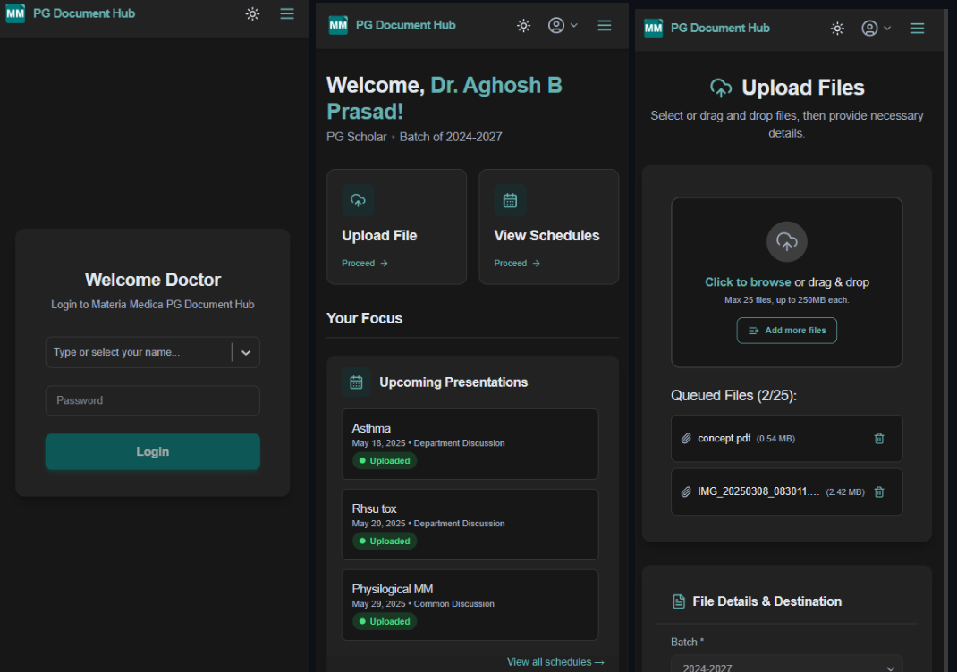 Document Management application for Postgraduate Scholars screenshot